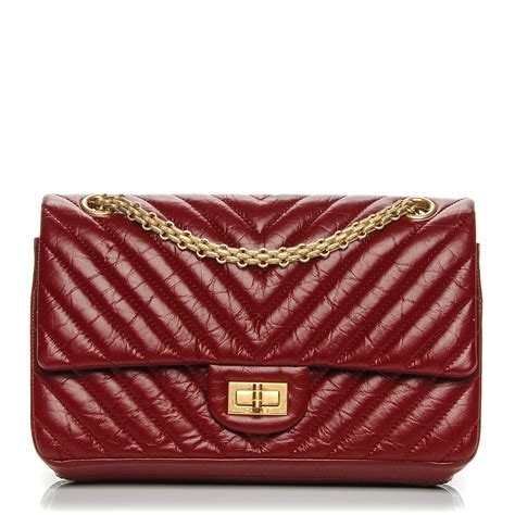 Chanel Red Quilted Aged Calfskin Mini 2.55 Reissue 224 Aged 